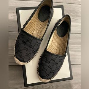 AUTHENTIC GUCCI MONOGRAM ESPADRILLES BLACK SHOES